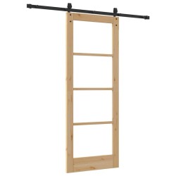 Porte coulissante avec ensemble de matériel 78x202 cm en pin massif 