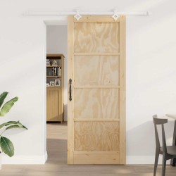 Porte coulissante avec kit de matériel 83x211 cm Bois massif de pin 