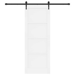 Porte coulissante avec quincaillerie blanche 78x211 cm en bois massif de pin 
