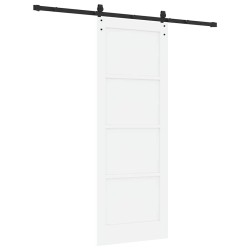 Porte coulissante avec quincaillerie blanche 78x211 cm en bois massif de pin 