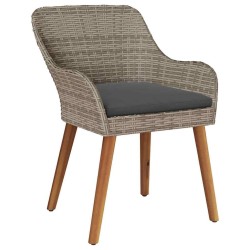-chaises de jardin avec coussins 2 pcs Noir Poly Rattan 