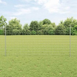 Clôture Euro avec 22 poteaux U Argent 1,2x25 m Acier 