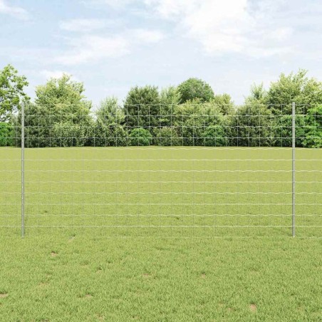 Clôture Euro avec 22 poteaux U Argent 1,2x25 m Acier 