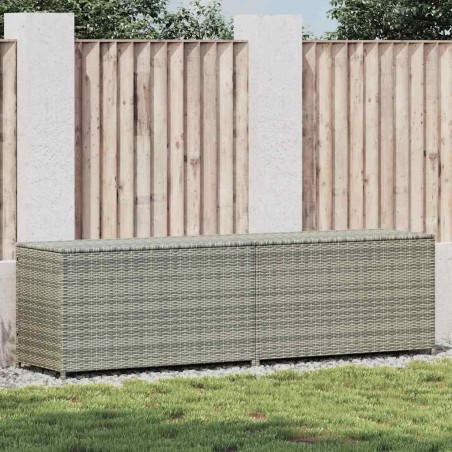 Boîte de rangement de jardin résine tressée 200x50x60 cm gris 