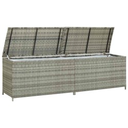 Boîte de rangement de jardin résine tressée 200x50x60 cm gris 