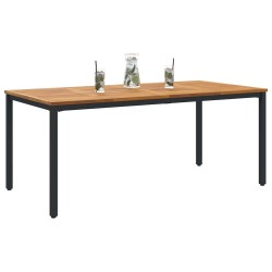 Table de jardin 180 x 90 x 75 cm en bois d'acacia solide et métal 