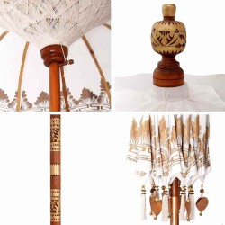 Parasol Autre Crème x 250 cm Coton et bois massif 