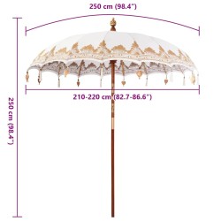 Parasol Autre Crème x 250 cm Coton et bois massif 