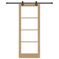 Porte coulissante avec kit 'ORKDAL'en bois massif et verre 