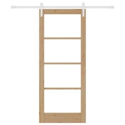 Porte coulissante avec quincaillerie "ORKDAL" en bois massif et verre 