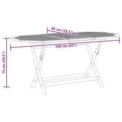 Table pliable de jardin 160x85x75 cm Bois d'eucalyptus massif 
