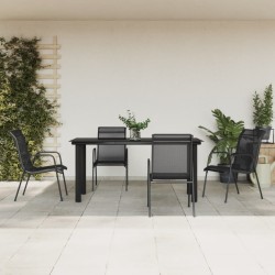 Ensemble à manger de jardin 5 pcs noir textilène et acier 