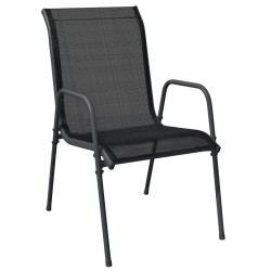 Ensemble à manger de jardin 5 pcs noir textilène et acier 