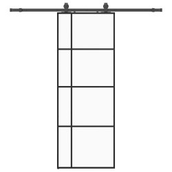 Porte coulissante kit de quincaillerie noir 76x205 cm verre ESG 