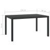 Table de jardin noir 150 x 90 x 74 cm Aluminium et WPC 