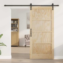 Porte Coulissante avec Quincaillerie 93x202 cm Bois Massif Pin 