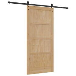 Porte Coulissante avec Quincaillerie 93x202 cm Bois Massif Pin 