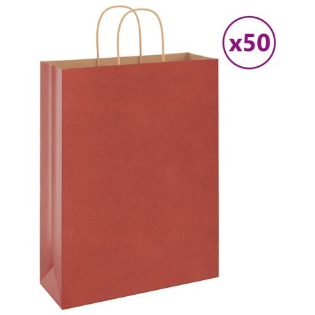 Sacs en papier 50 pcs avec poignées rouge 32x12x42 cm 