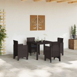 Ensemble de salle à manger de jardin 5 pcs Marron Polypropylène 