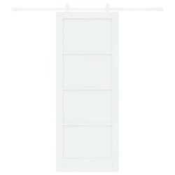 Porte Coulissante avec Équipement de Quincaillerie Blanche 83x211 cm en Bois Massif de Pin 