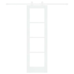 Porte coulissante avec quincaillerie 'ORKDAL'en bois massif blanc et en verre 