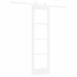 Porte coulissante avec quincaillerie 'ORKDAL'en bois massif blanc et en verre 
