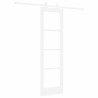 Porte coulissante avec quincaillerie 'ORKDAL'en bois massif blanc et en verre 