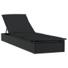 Chaise longue avec toit rond noir 211x57x140 cm résine tressée 