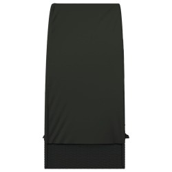 Chaise longue avec toit rond noir 211x57x140 cm résine tressée 