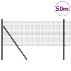Clôture soudée avec 13 poteaux Gris 0.8x50 m Acier 