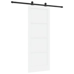 Porte coulissante avec quincaillerie blanche 78x202 cm en bois massif en pin 