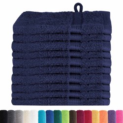 Gants de toilette 10 pcs Bleu marine 15 x 21 cm Coton 