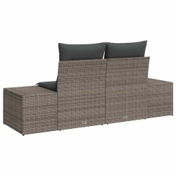 Canapé de jardin 2 places avec rangements et coussins Gris Poly Rotin 
