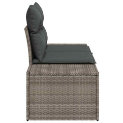 Canapé de jardin 2 places avec rangements et coussins Gris Poly Rotin 