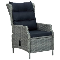 Chaise inclinable de jardin coussins Résine tressée Gris clair 