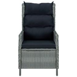 Chaise inclinable de jardin coussins Résine tressée Gris clair 
