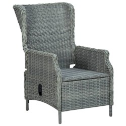 Chaise inclinable de jardin coussins Résine tressée Gris clair 