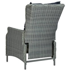 Chaise inclinable de jardin coussins Résine tressée Gris clair 