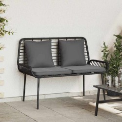 Banc de jardin avec oreiller Noir, Anthracite 109 x 63 x 83 cm 