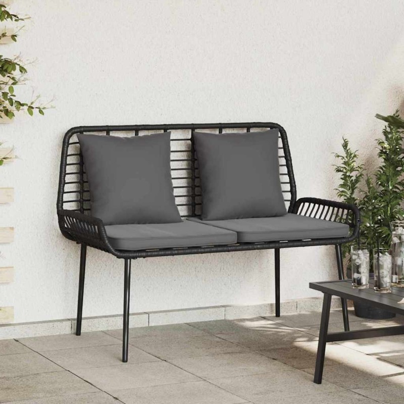 Banc de jardin avec oreiller Noir, Anthracite 109 x 63 x 83 cm 