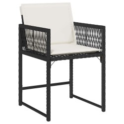 Ensemble de table et chaises de jardin 5 pièces avec coussins en poly rattan noir 