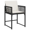 Ensemble de table et chaises de jardin 5 pièces avec coussins en poly rattan noir 