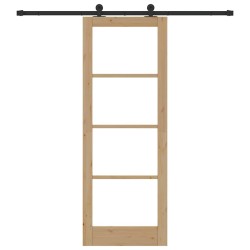 Porte Coulissante avec Ensemble de Quincaillerie 'ORKDAL'Bois Massif & Verre 