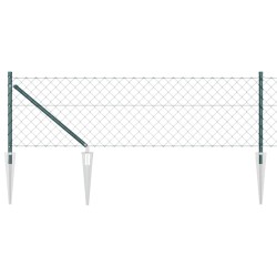Jeu de Poteaux de Clôture Vert 0.8 x 25 m Acier galvanisé 
