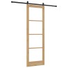 Porte coulissante avec kit de quincaillerie 'ORKDAL'en bois massif et verre 