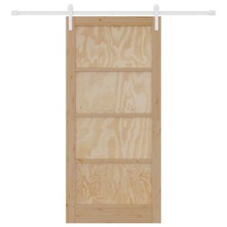 Porte coulissante avec kit de matériel 93x202 cm Bois massif Pin 