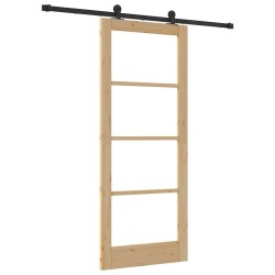 Porte Coulissante avec Ensemble de Quincaillerie 'ORKDAL'en Bois Massif & Verre 