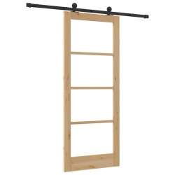 Porte Coulissante avec Ensemble de Quincaillerie 'ORKDAL'en Bois Massif & Verre 