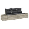 Ensemble de canapé de jardin 3 pièces avec des coussins gris clair en poly rotin 