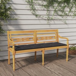 Banc Batavia avec coussin anthracite 150 cm Bois de teck massif 